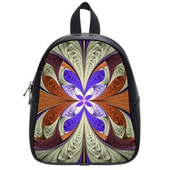 Fractal Splits Silver Gold School Bag (small) by Pakrebo