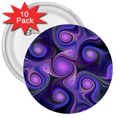 Abstract Pattern Fractal Wallpaper 3  Buttons (10 Pack)  by Pakrebo