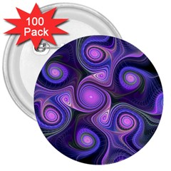 Abstract Pattern Fractal Wallpaper 3  Buttons (100 Pack)  by Pakrebo