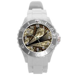 Fractal Abstract Pattern Spiritual Round Plastic Sport Watch (l) by Pakrebo