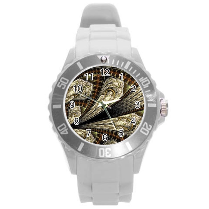 Fractal Abstract Pattern Spiritual Round Plastic Sport Watch (L)