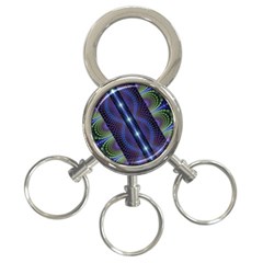 Fractal Blue Lines Colorful 3-ring Key Chain