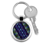 Fractal Blue Lines Colorful Key Chain (Round) Front