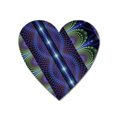 Fractal Blue Lines Colorful Heart Magnet by Pakrebo