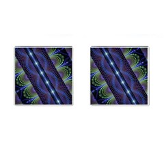 Fractal Blue Lines Colorful Cufflinks (square) by Pakrebo