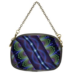 Fractal Blue Lines Colorful Chain Purse (one Side) by Pakrebo