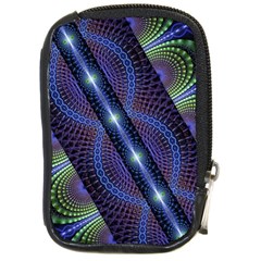 Fractal Blue Lines Colorful Compact Camera Leather Case by Pakrebo