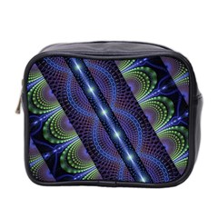 Fractal Blue Lines Colorful Mini Toiletries Bag (two Sides) by Pakrebo