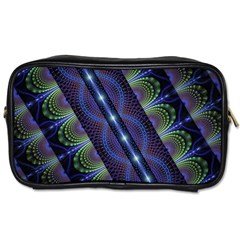 Fractal Blue Lines Colorful Toiletries Bag (one Side) by Pakrebo