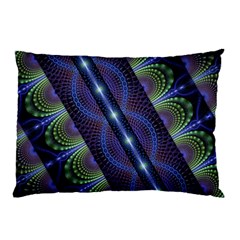 Fractal Blue Lines Colorful Pillow Case (two Sides) by Pakrebo