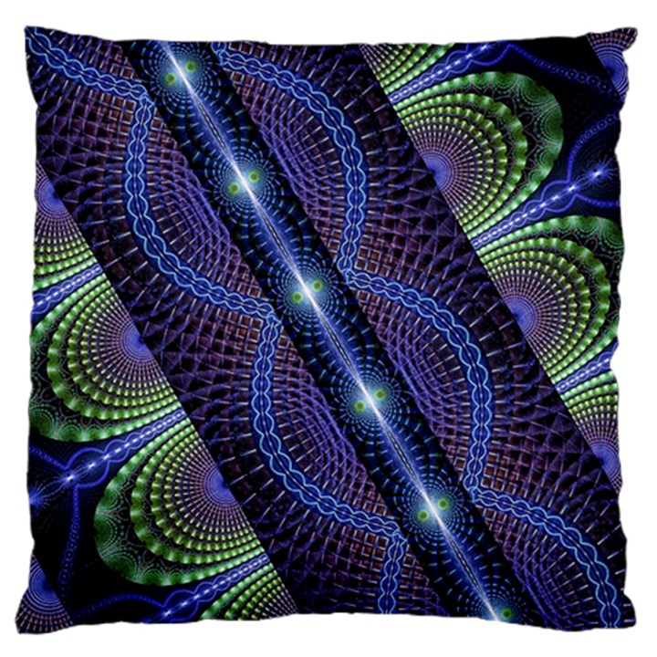 Fractal Blue Lines Colorful Large Cushion Case (One Side)