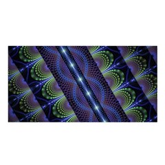 Fractal Blue Lines Colorful Satin Shawl by Pakrebo