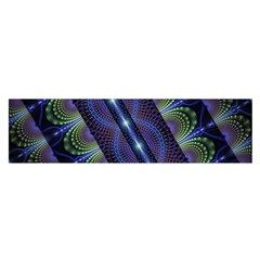 Fractal Blue Lines Colorful Satin Scarf (oblong) by Pakrebo