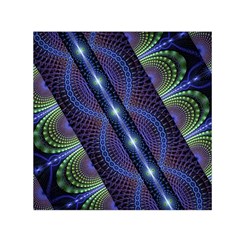 Fractal Blue Lines Colorful Small Satin Scarf (square) by Pakrebo