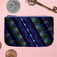 Fractal Blue Lines Colorful Large Coin Purse by Pakrebo