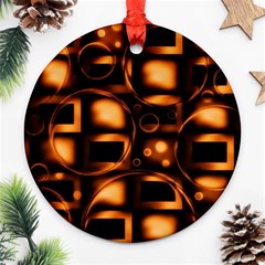 Bubbles Background Abstract Brown Round Ornament (two Sides) by Pakrebo