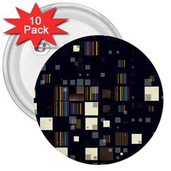 Blocks Pattern Rainbow Texture 3  Buttons (10 Pack)  by Pakrebo