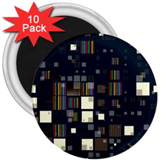 Blocks Pattern Rainbow Texture 3  Magnets (10 pack) 