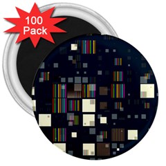 Blocks Pattern Rainbow Texture 3  Magnets (100 Pack) by Pakrebo