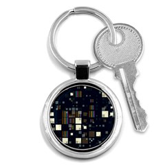 Blocks Pattern Rainbow Texture Key Chain (Round)