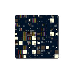 Blocks Pattern Rainbow Texture Square Magnet by Pakrebo