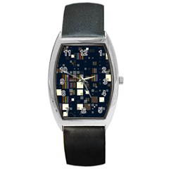 Blocks Pattern Rainbow Texture Barrel Style Metal Watch