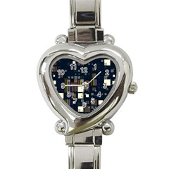 Blocks Pattern Rainbow Texture Heart Italian Charm Watch