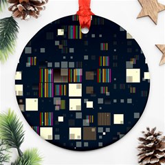 Blocks Pattern Rainbow Texture Round Ornament (Two Sides)