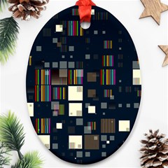 Blocks Pattern Rainbow Texture Oval Ornament (Two Sides)