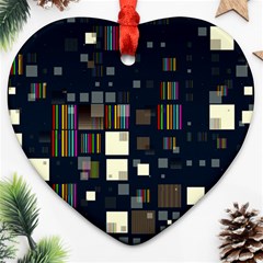 Blocks Pattern Rainbow Texture Heart Ornament (two Sides) by Pakrebo