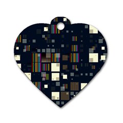 Blocks Pattern Rainbow Texture Dog Tag Heart (One Side)