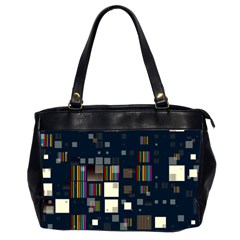 Blocks Pattern Rainbow Texture Oversize Office Handbag (2 Sides)