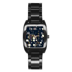 Blocks Pattern Rainbow Texture Stainless Steel Barrel Watch