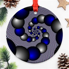 Balls Circles Fractal Silver Blue Ornament (round) by Pakrebo