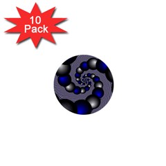 Balls Circles Fractal Silver Blue 1  Mini Buttons (10 Pack)  by Pakrebo