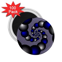 Balls Circles Fractal Silver Blue 2 25  Magnets (100 Pack) 