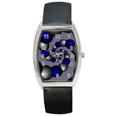 Balls Circles Fractal Silver Blue Barrel Style Metal Watch by Pakrebo