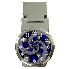 Balls Circles Fractal Silver Blue Money Clip Watches by Pakrebo