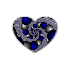 Balls Circles Fractal Silver Blue Rubber Coaster (heart)  by Pakrebo