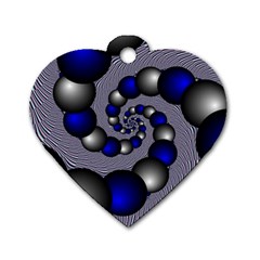 Balls Circles Fractal Silver Blue Dog Tag Heart (one Side)