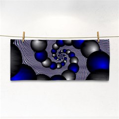 Balls Circles Fractal Silver Blue Hand Towel by Pakrebo