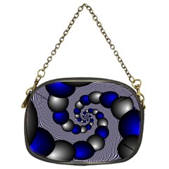 Balls Circles Fractal Silver Blue Chain Purse (one Side) by Pakrebo