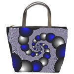 Balls Circles Fractal Silver Blue Bucket Bag Front