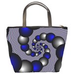 Balls Circles Fractal Silver Blue Bucket Bag Back