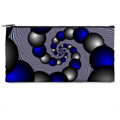 Balls Circles Fractal Silver Blue Pencil Cases by Pakrebo