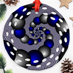 Balls Circles Fractal Silver Blue Round Filigree Ornament (two Sides) by Pakrebo