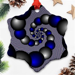 Balls Circles Fractal Silver Blue Snowflake Ornament (two Sides) by Pakrebo