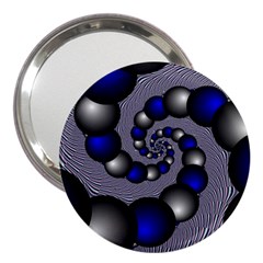 Balls Circles Fractal Silver Blue 3  Handbag Mirrors by Pakrebo