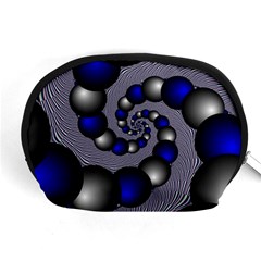 Balls Circles Fractal Silver Blue Accessory Pouch (medium) by Pakrebo