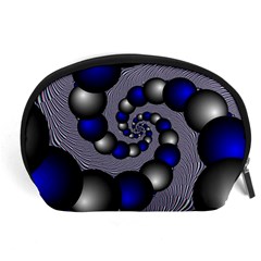 Balls Circles Fractal Silver Blue Accessory Pouch (large) by Pakrebo